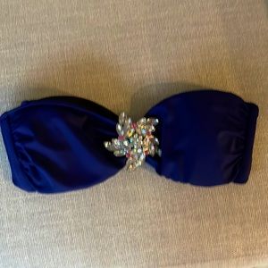 Victoria’s Secret women’s blue padded strapless bralette with jewelry. Worn.